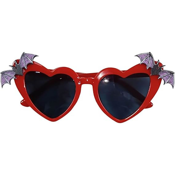 Solbriller til kvinder Halloween Hjerteformede Solbriller Gothic Goth Halloween Tilbehør Fest Samling Solbriller til Kvinder og Piger Red