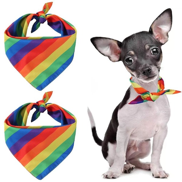 2pcs Rainbow headscarves, cotton handkerchiefs, pet headscarves