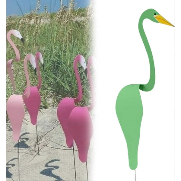 Florida Tanssivat Linnut Puutarhan Metallitaide, Värikäs Pyörivä Lintu, Dynaaminen ja Oikukas Flamingo Tuulimylly Puutarhaveistos Green