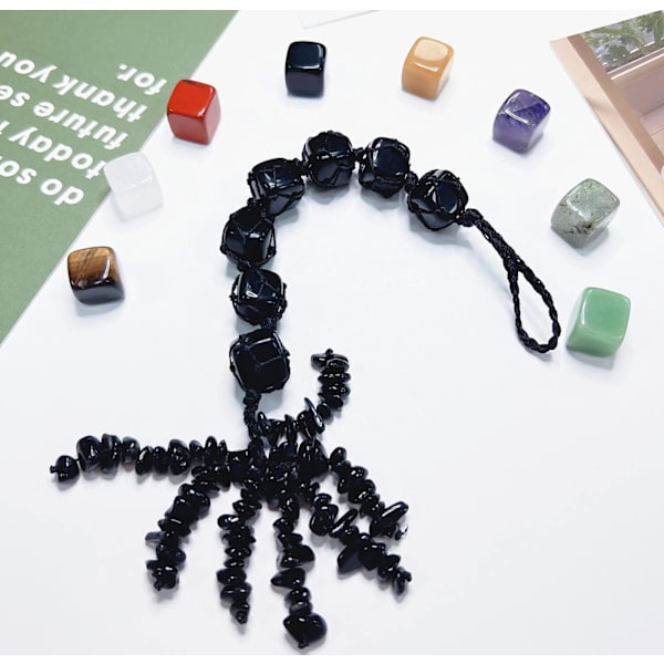 Krystal Hængende Healing Krystaller Ædelstene Dekoration Tumbled Stene Bil Bakspejl Væghængende Krystaller Reiki Krystal Gaver Black Obsidian