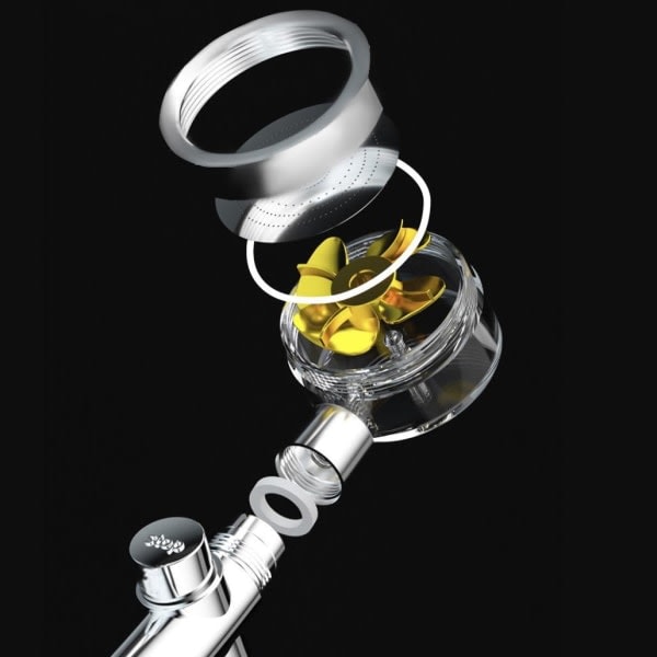 Booster Duschmunstycke med Propeller (med Filter) - Turbo Silver