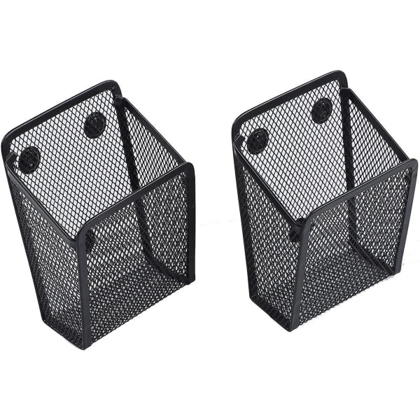 2-pak magnetisk penneholder, opbevaringskurv i mesh med ekstra stærk magnet til køleskab, whiteboard, skabstilbehør, kontorartikler