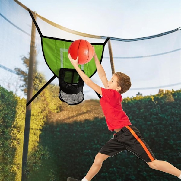 Ilmapallokoripalloteline Trampolinille - Koripallolisävaruste Suljetulla Alueella 1 Mini Ja 1 Sisä- Ja Ulkopeleihin Helppo Asentaa Green