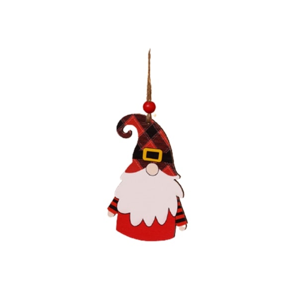 Hængende Juletræspynt Træmalet Ansigtsløs Nisse Dukke Vedhæng Smuk Julefest Overskæg moustache