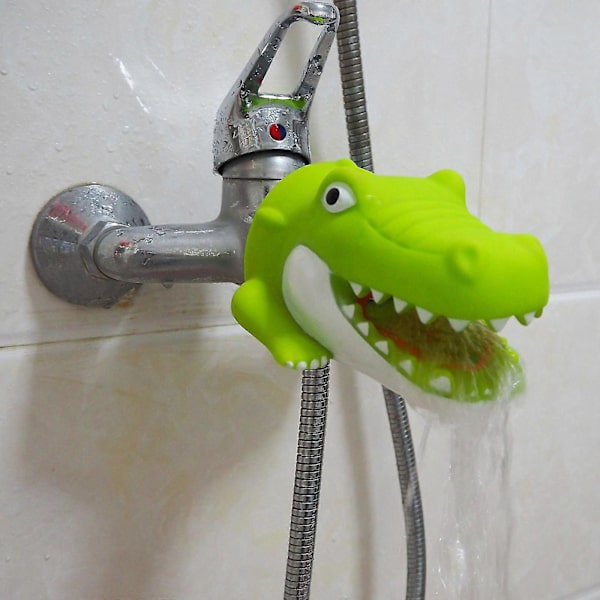 Haneforlænger til badekar, silikone tegneserie-haneforlænger til håndvask - Tilbehør til beskyttelse af børn i badeværelset green Crocodile