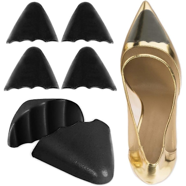 Kengän täytepalat löysiin kenkiin, varpaiden täytepalat tekevät kengistä sopivat, puolikoon pohjalliset kengän koon pienentäjä naisille - 2 paria 2Pairs Black pointed