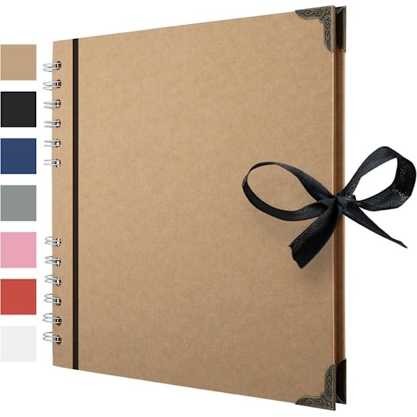 Scrapbook Album 60 sidor (21 x 21 cm) brunt tjockt kraftpapper scrapbook perfekt för dina scrapbooking konst- och hantverksprojekt Khaki
