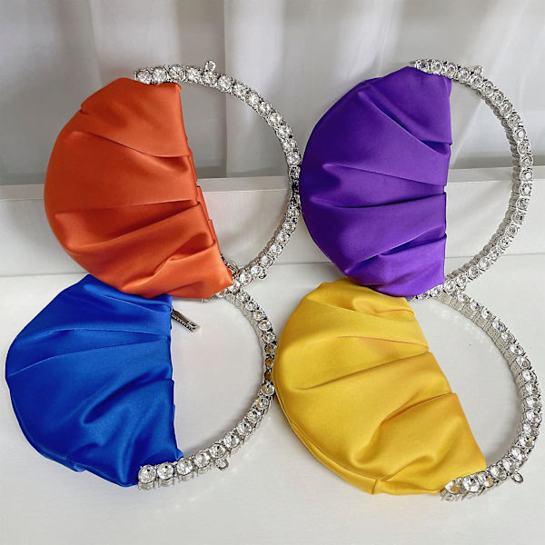 Naisten Elegantti Iltapuku-Kukkaro Kiillotetulla Pyöreällä Kahvalla Purple