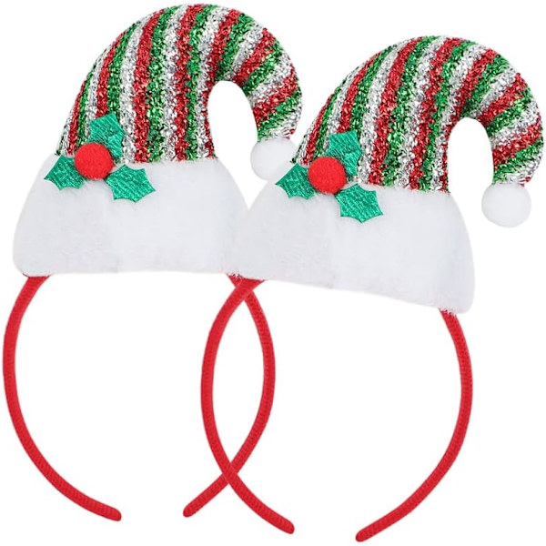 2 st jultomtehatt pannband spetsig hatt hårbåge med fjäder rosett söt julhatt hårband jul utklädningskostym fest hatt huvudbonad Colorful