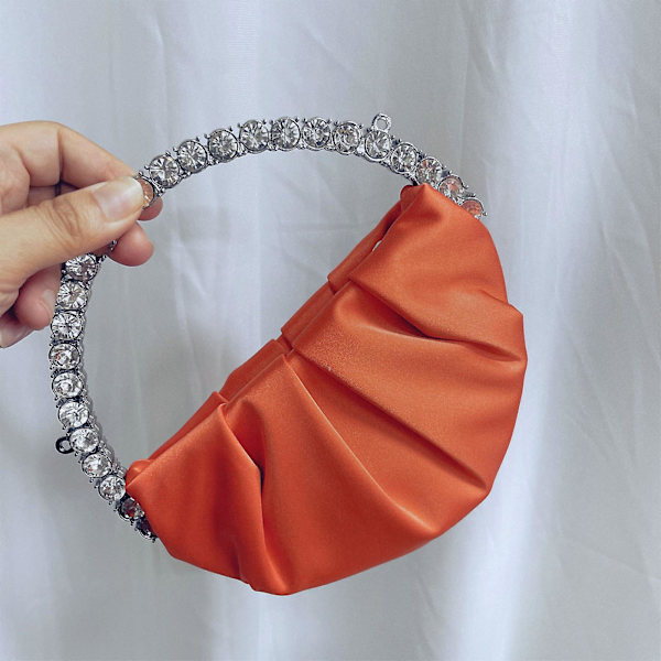 Naisten Elegantti Iltapuku-Kukkaro Kiillotetulla Pyöreällä Kahvalla Orange