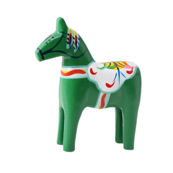 Svensk Dalahest i træ, Svensk Dalahest Statue, Julepynt Gave Samlerobjekt Boligindretning Dalahest Figur green