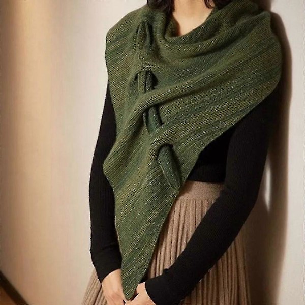 Trekantede tørklæder til kvinder Kryds tørklæde Sjal Casual Kjole Elegant Vintage Dark green
