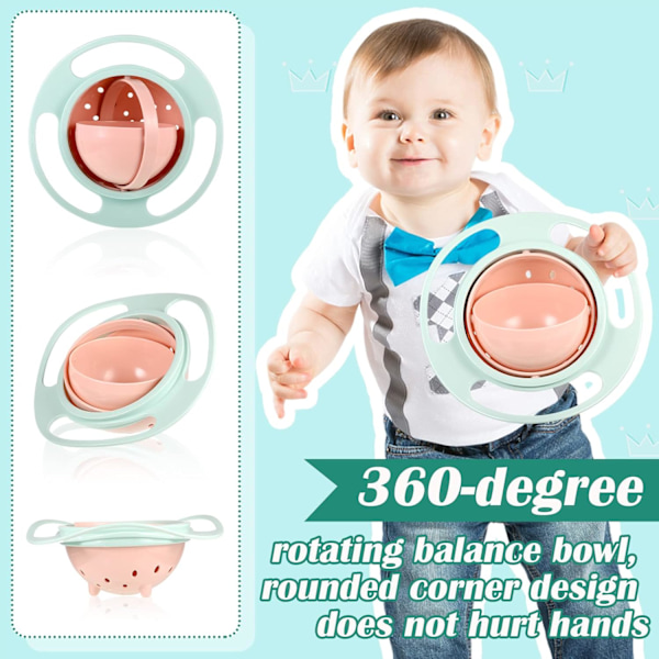 Gyro Bowl Anti Spill Bowl Smooth 360 Degrees Dining Entertaining, Bowl Sets,Toddler Bowls, Non Spill Feeding Toddler, 360 Rotation Gyroscopic Bowl