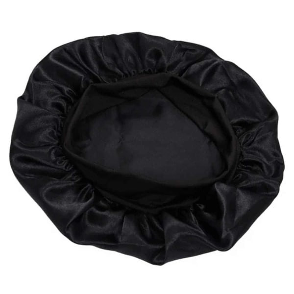Satin Bonnet - Sovhatt - Sleep Cap Black One Size svart