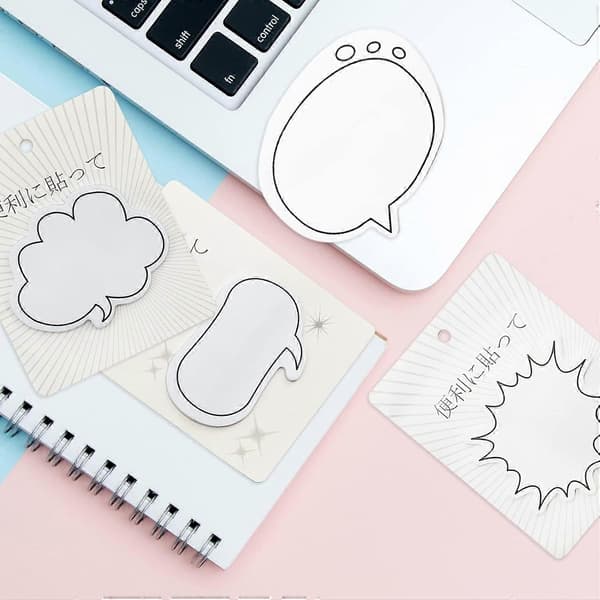 120 Ark Taleboble Sticky Notes Sæt, Selvklæbende Søde Dyr Sticky Notes, Forskellige Former Noter til Skolemarkering/Kontormemo