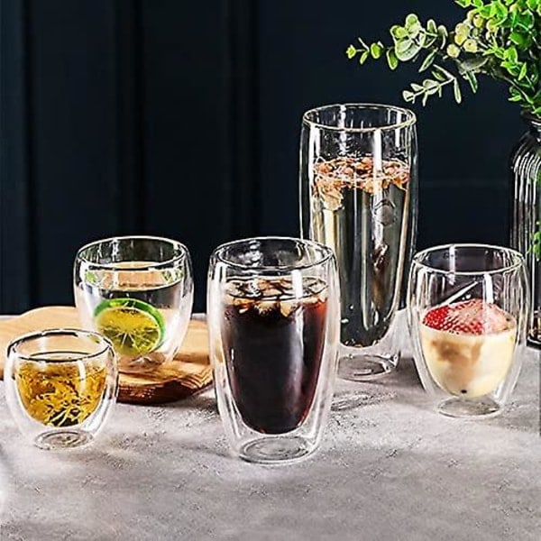 Glas Kaffekopper, Dobbeltvæggede Isolerende Termokrus Drikkeglas Til Te/kaffe/latte/cappuccino/cafe/mælk (250ml/8.5oz)