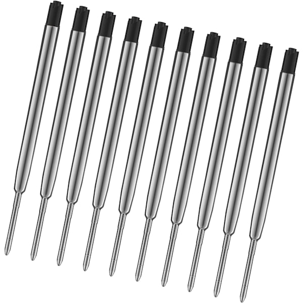 Metalliset kuulakärkikynän täyttöpatruunat, 10 kpl 1 mm keskikokoinen kärki Black