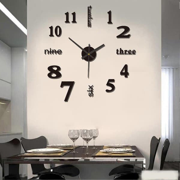 Ramlös DIY Väggklocka Stor Modern Design Dekor DIY Väggklocka För Hemdekorationer Silver