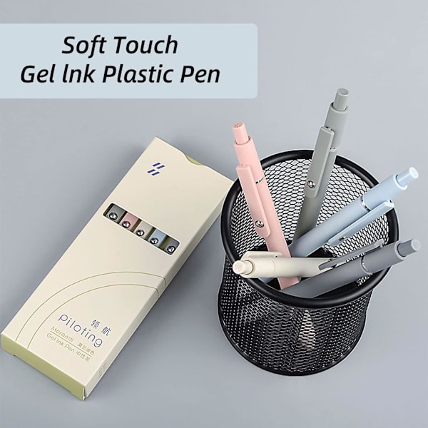 Gelpen, 0,5 mm Sort Blækpen, Tilbagetrækkende Fin Spids Glat Skrivepen til Journal Noter, Sød Kontor Skoleforsyninger Gave til Drenge og Piger 5 Pcs Morandi