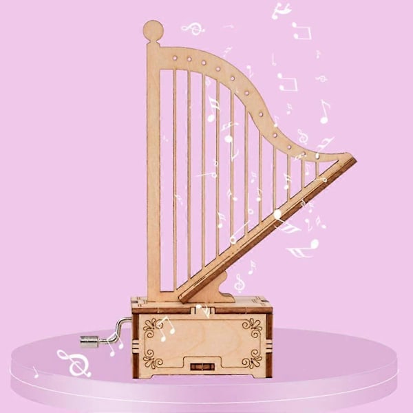 Udviklingsmæssig Træ Musikboks Harpe Musikboks Skåret Træ Musikboks Antik Musikboks Dag Fødselsdagsgave Musikalsk