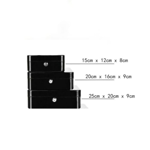 Metall Kassaskåp BLACK 20cm x 16cm x 9cm