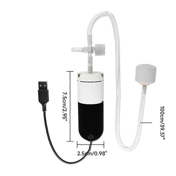 Justerbar Akvarie Luftpumpe USB Iltpumpe til Fisketanke og Akvarier Nano gas disk