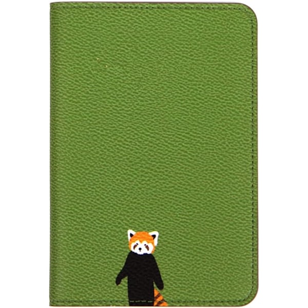 Passportskydd, Läder Passfodral, Söt Passväska, Boarding Pass, Kreditkort (Grön-Lesser Panda)