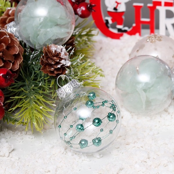 6cm/24 st julgranskulor Set Transparent Kulor Målade