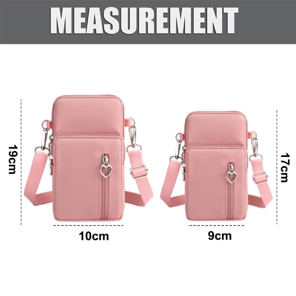 2-pack Telefonfodral Plånbok Crossbody Väska Lättviktsfickor Rosa