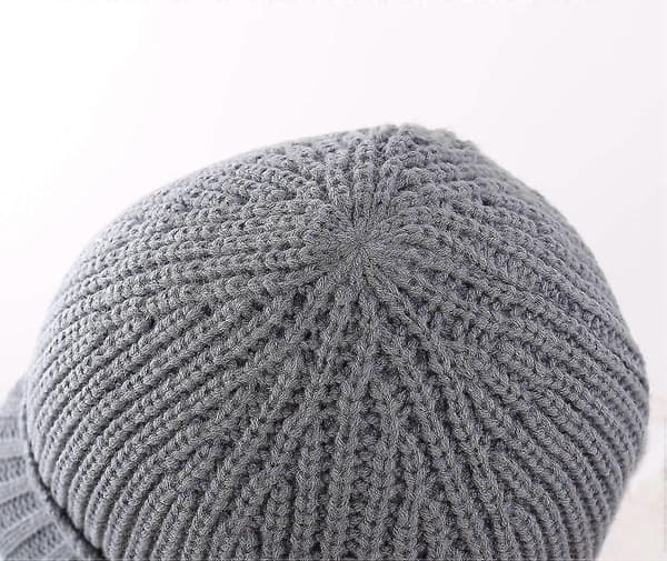 Hatt med skärm för män, vinter, stickad, tjock, utomhus Light Grey One Size