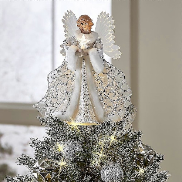 Juletretopp USB LED Lys Engel Fe Juletretopp Ornament Hjem Innendørs Nyttårsfest Festlig Dekor B