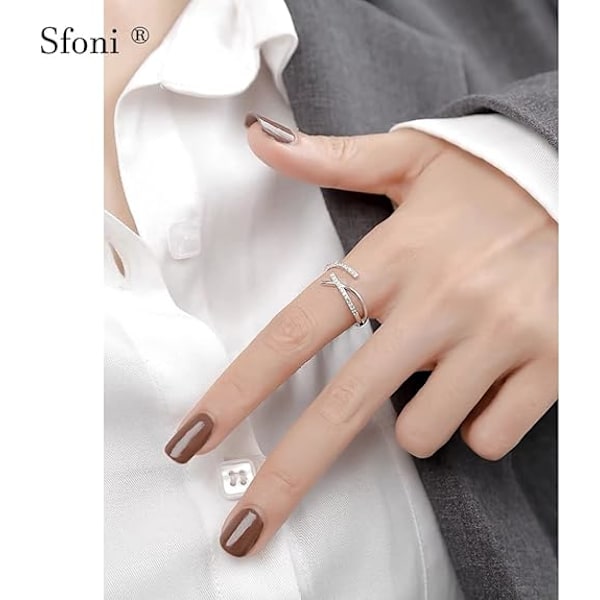 Oro Rings för Kvinnor Män, Hypoallergen Sterling Silver Ring Justerbar Fidget Rings