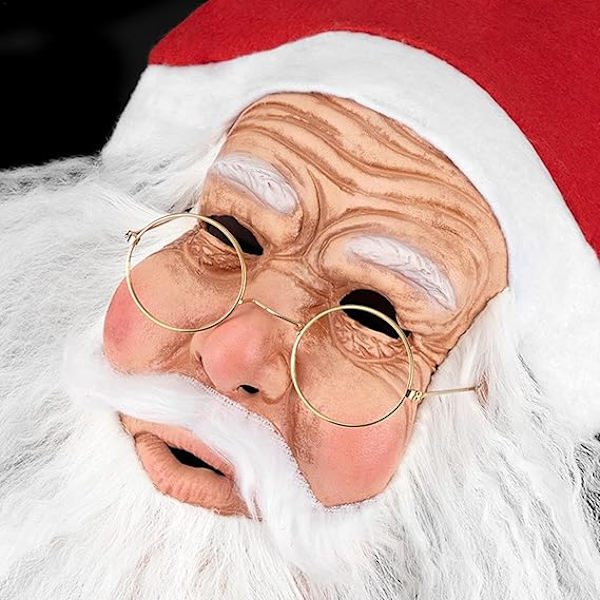 Jultomten Latexmask med skägg och hatt | Realistisk Latex Jultomte Helmask | Nyhet Rolig Simulering Jultomte för Rollspel D