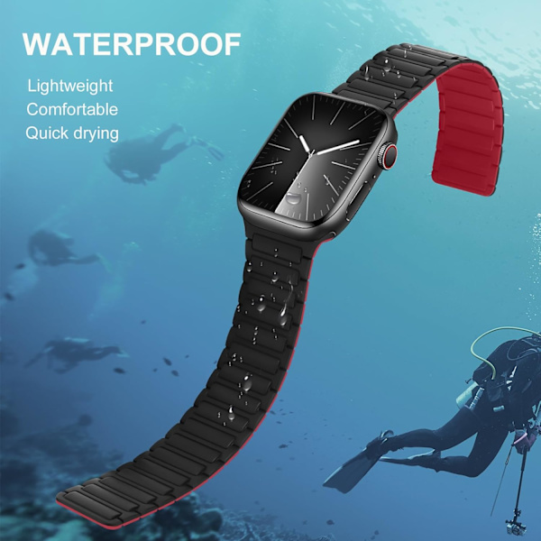 Magnetiska klockarmband kompatibla med Apple Watch-armband Mjukt silikonersättningsband designat för iWatch Black Red 38/40/41mm