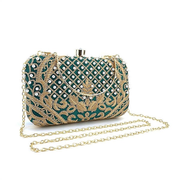 Dame Aften Taske Håndtaske Fest Bryllup Brude Clutch med Aftagelig Kæde C