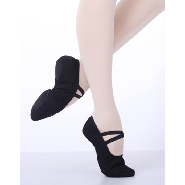 Balett Dansskor Split Sole Flat Gymnastik Dansskor Black 8 UK child