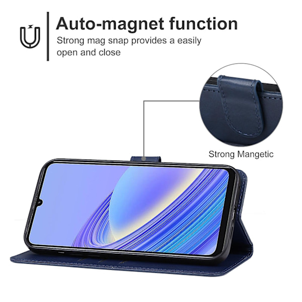 Læder Telefon Cover til Tcl 40 Se Blue