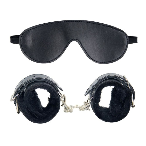 Sex Handbojor Och Ögonbindel Set Läderarmband Manschett Rollspel Verktyg För Par