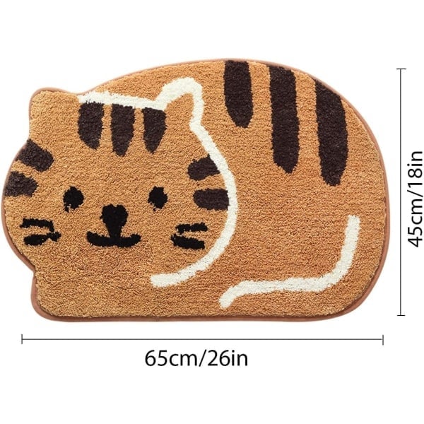 Duschmatta Badkarsmatta Halkfri Absorberande Söt Kattbild Dörrdesign Torkmatta Khaki