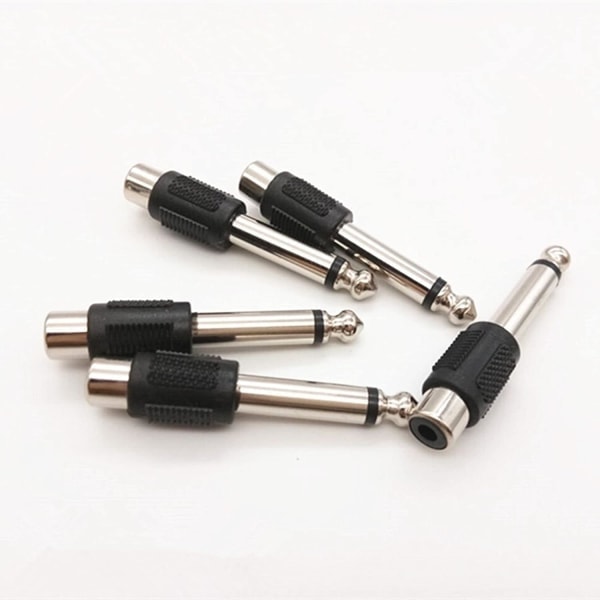 5 kpl 6,35 mm:n uros Mono Jack -liitin RCA Naaras Phono -liittimeen Kullattu Audioadapteri