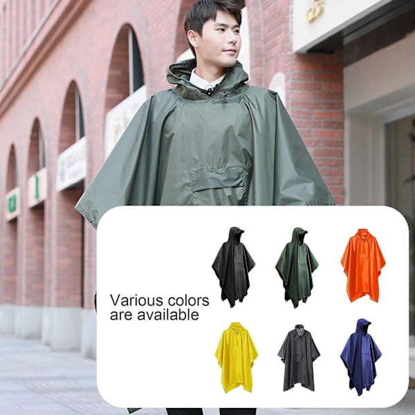 Regnkappe 3 i 1 Regnponcho Vandtæt Poncho Voksen, Genanvendelig Regnponcho Voksen Vandtæt Poncho grey