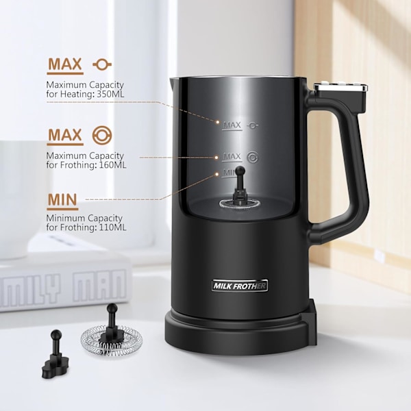 4-i-1 Melkeskummer, Elektrisk Automatisk Kaffe Melkeskummer, Temperaturkontrollert Melkeskummer