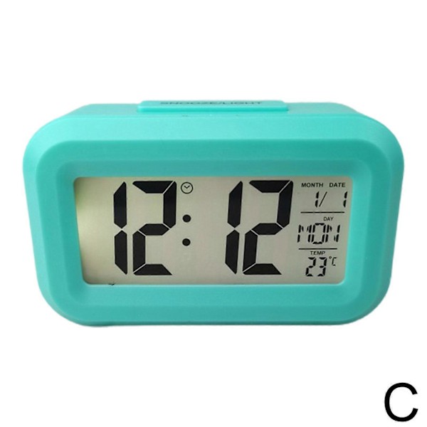 Digital Väckarklocka Batteridriven Snooze Nattlampa Design Blue