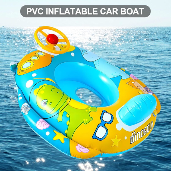 Baby Uppblåsbar Pool Float, Baby Badring Baby Badring Säker Säte Badring med Ratt Pool Säte Båt