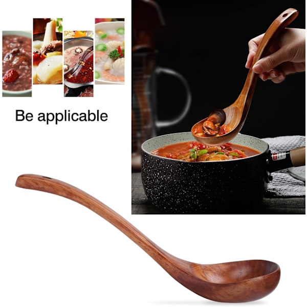 Træsuppe Ske, Træ Lang Suppeskejs Rice Sukker Salt Ske, Grød Ske, 24,5x7,5cm