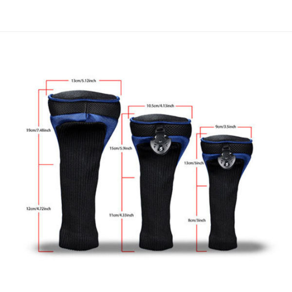 Golfklubbhuvudskydd Ett Set Lång Hals Driver Fairway Woods Huvudskydd blue