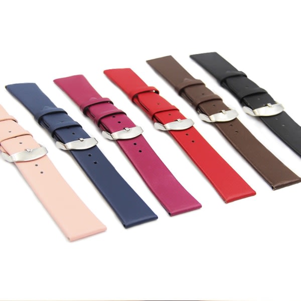 Classic watch strap soft PU-Leather Red 14mm