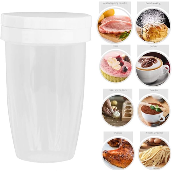 Pulverfördelare, Mjölsil, Plastsikt, Chokladströare, Dammfördelare, Fint Nätlock, Florsocker, Kakao, Kanel, Dispenserburkar