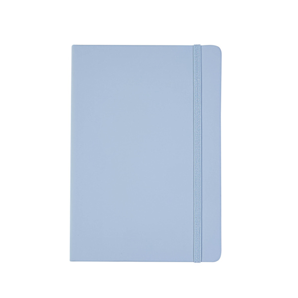 A5-anteckningsböcker, 2 böcker, med linjerade sidor, pennögla, band, datummarkör och pappersficka, medelstort hårdpärmigt anteckningsblock Light blue