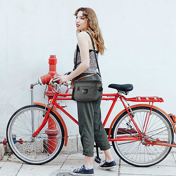 Cykelstyrbag, Vandafvisende Cykelrammepose, Stor Kapacitet Cykelstyrpose med Telefonholder, Forreste Toprør Opbevaringspose